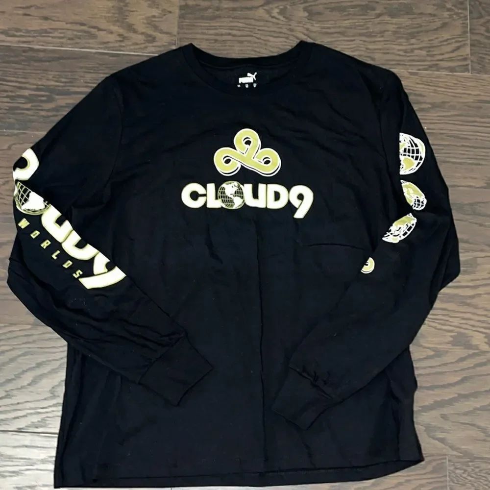 Puma x Cloud9 Carry On 2021 Worlds LS Black Long Sleeve T-Shirt XL NWOT